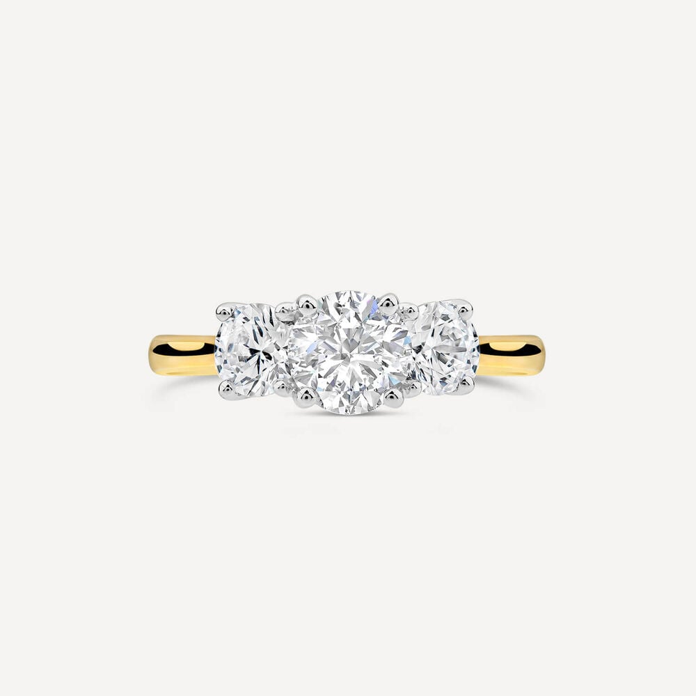 Born 18ct Yellow Gold 2ct 3 Stone Round Brilliant Diamond Ring