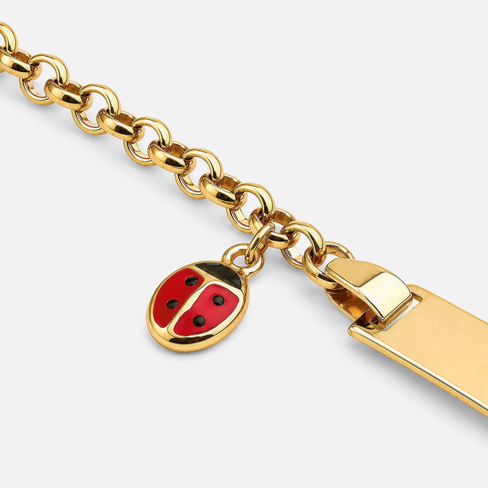 Yellow Gold Plated Sterling Silver Ladybird Charm Kids Bracelet