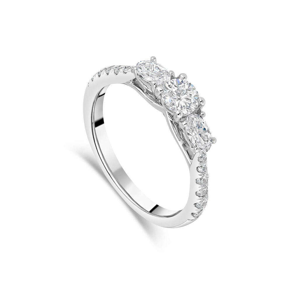 The Orchid Setting 18ct White Gold 3 Stone 1ct Diamond Shoulders Engagement Ring
