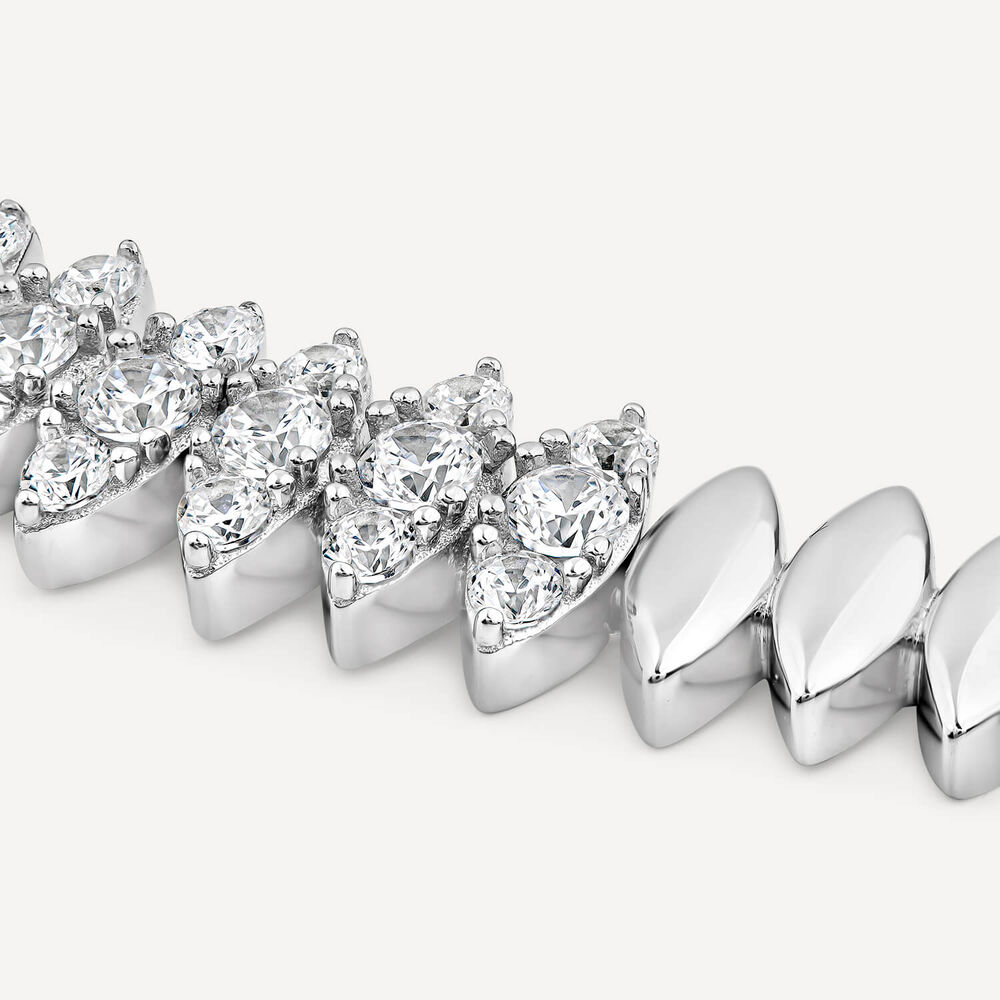 Sterling Silver Marquise Cubic Zirconia & Polished Oblong Links Bracelet image number 2