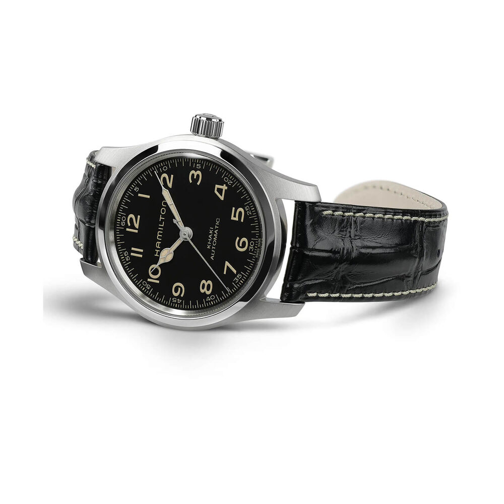Hamilton Khaki Field Murph Auto 42mm Black Dial Leather Strap & Steel Bracelet Bundle Watch