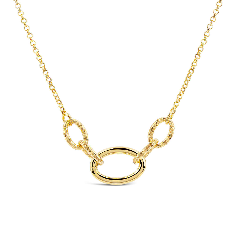 Yellow Gold Plated Sterling Silver Diamond Cut & Polished Link Necklet image number 0