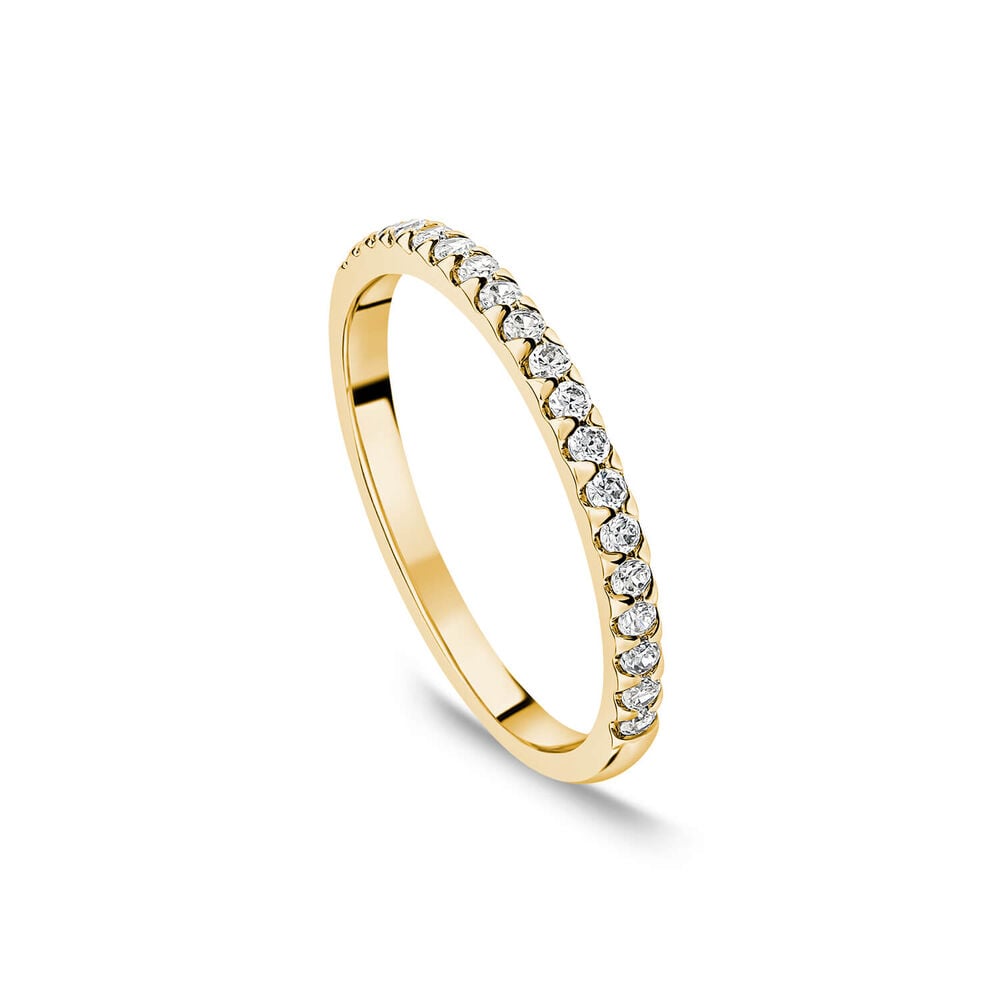 9ct Yellow Gold 1.7mm 0.15ct Diamond Traingle Claw Wedding Ring- (Special Order)