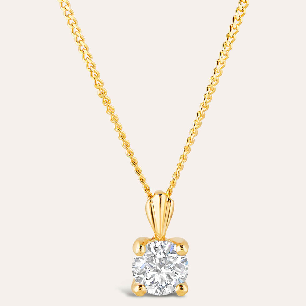9ct Gold 4mm Four Claw Cubic Zirconia Set Pendant (Chain Included)