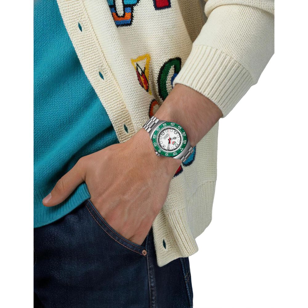 TAG Heuer Formula 1 Solargraph 38mm White Dial Green Bezel Steel Bracelet Watch image number 3