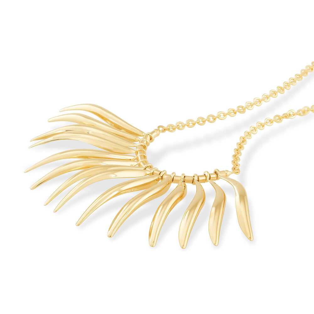 Ladies 9ct Gold Tribal Design Polished Drop Necklace image number 1
