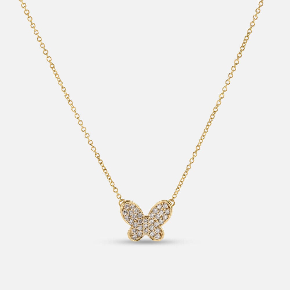 Yellow Gold Plated Vermeil Sterling Silver 0.25ct Lab Grown Diamond Butterfly Necklet