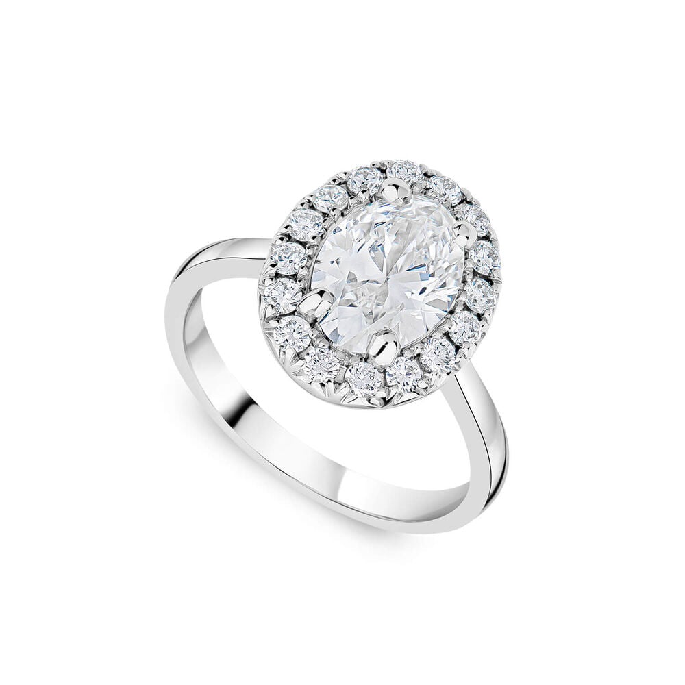 Born Platinum 2.24ct Lab Grown Oval Halo Diamond Ring image number 0