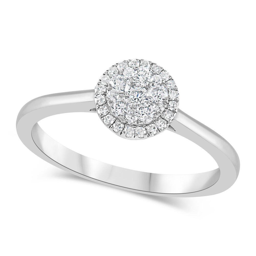 Platinum 0.25ct Diamond Halo Cluster Ring image number 0
