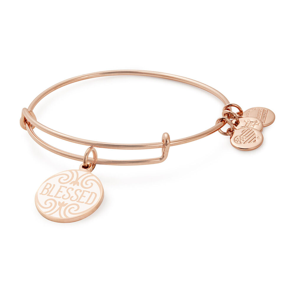 Alex And Ani Words Are Powerful Blessed Rose Gold Charm Bangle image number 0