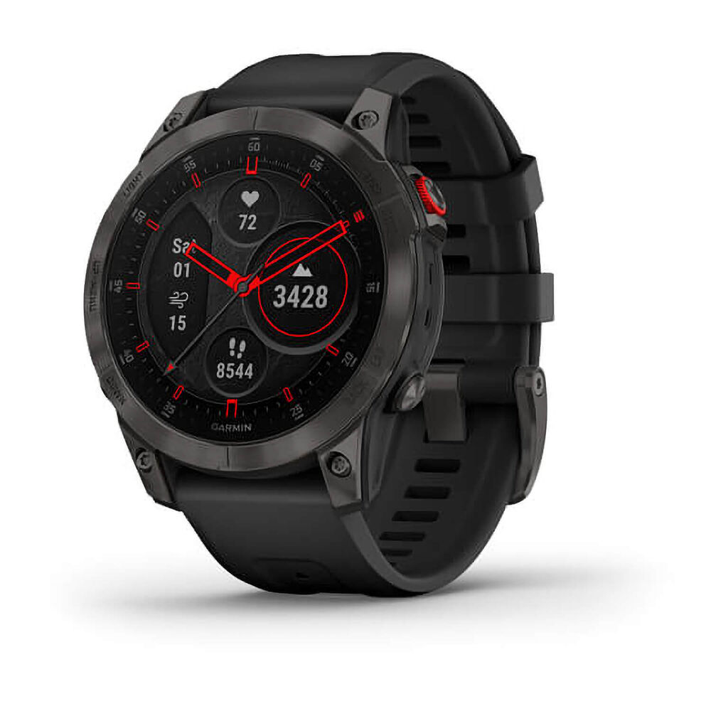 Garmin Epix (Gen 2) Sapphire Black Titanium Bezel Black Silicone Strap Watch image number 0