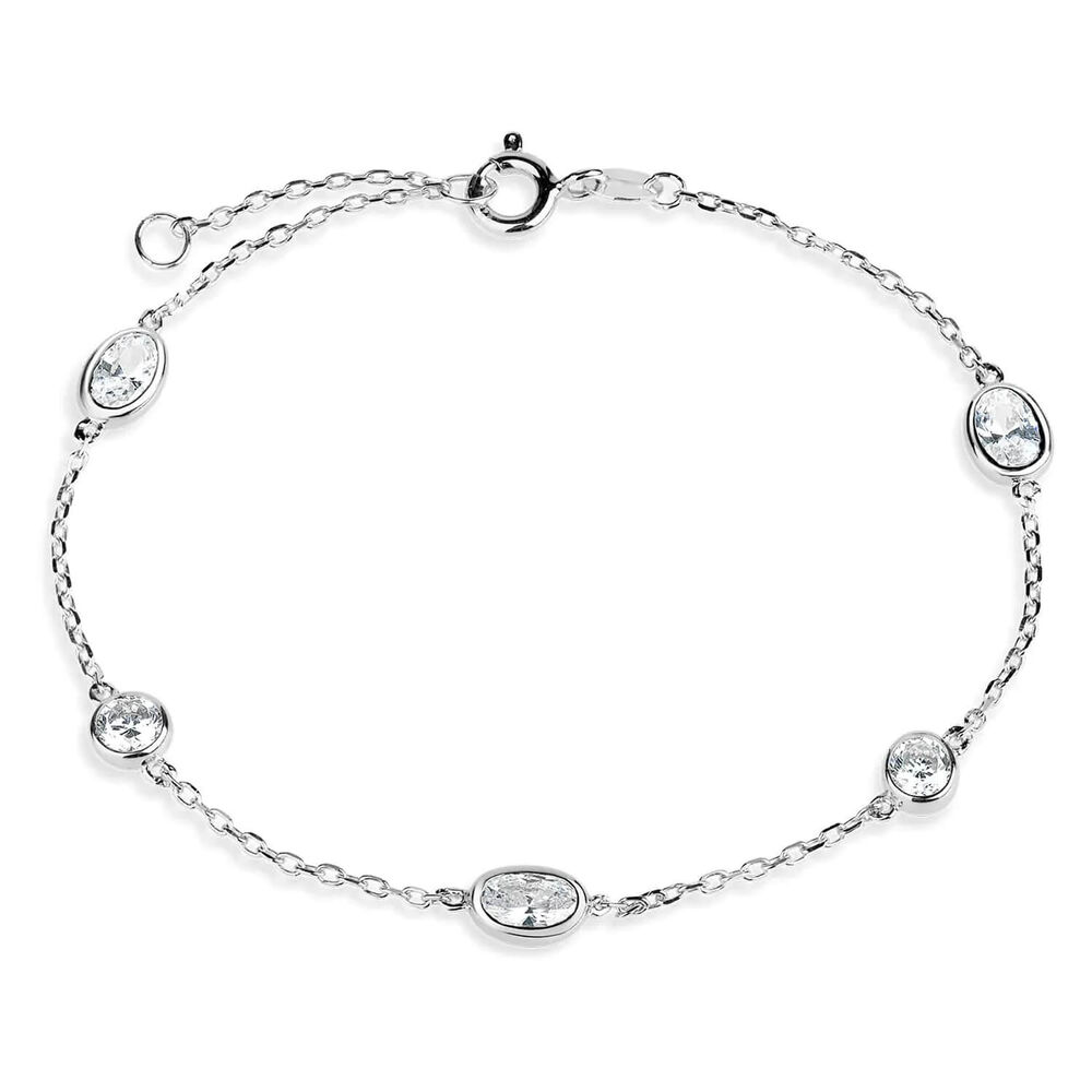 Sterling Silver & Cubic Zirconia Ladies' Chain Bracelet