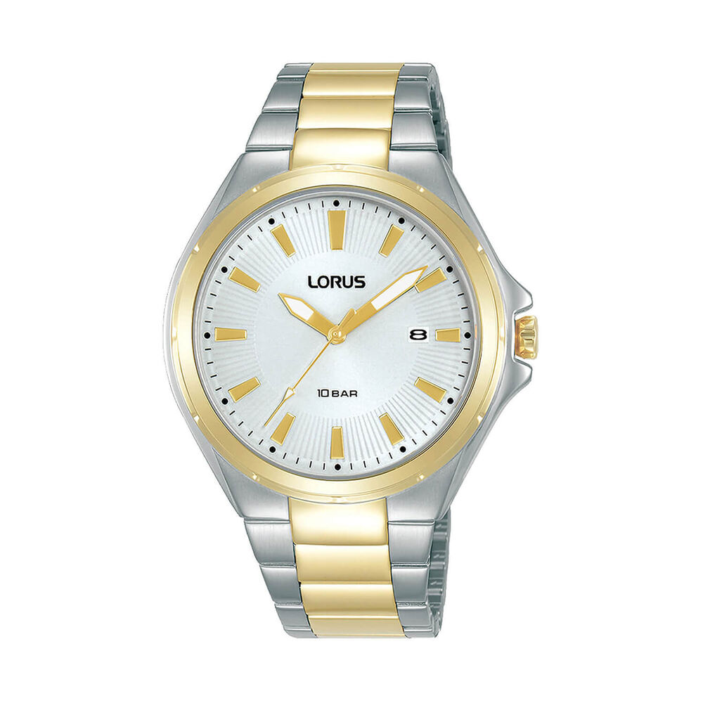 Lorus Quartz Gents 40mm White Sunray Dial Two-Tone Steel Bracelet Watch