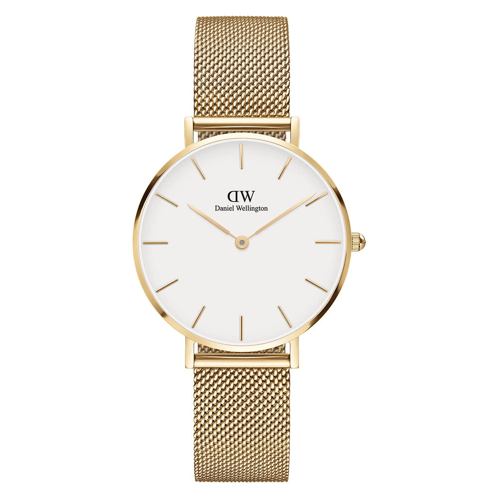 Daniel Wellington Evergold 32mm White Dial Yellow Gold Case Mesh Bracelet Watch image number 0