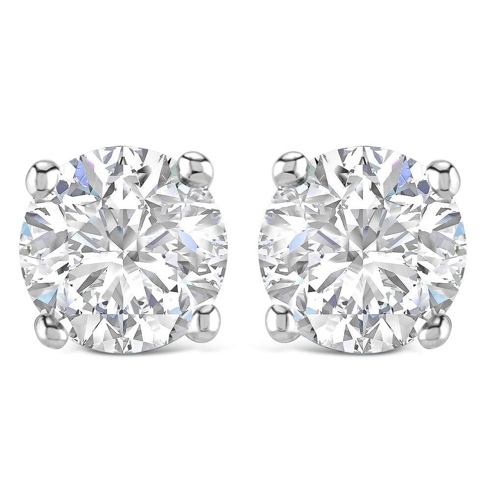 18ct White Gold Diamond Stud Earrings image number 0