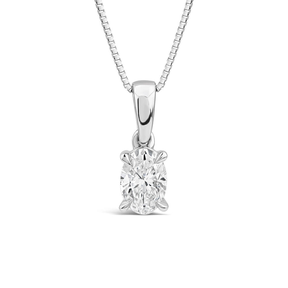 18ct White Gold Lab Grown 0.33ct Oval Diamond Pendant