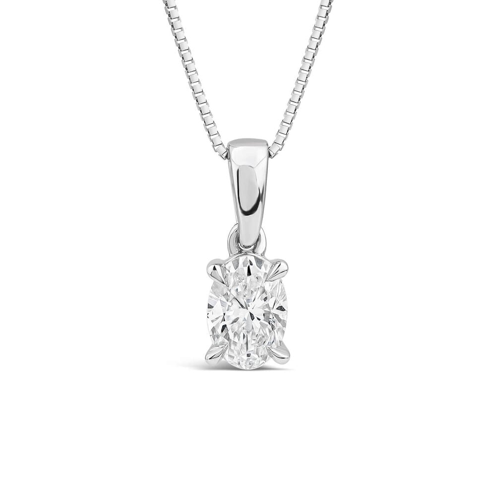 18ct White Gold Lab Grown 0.33ct Oval Diamond Pendant image number 0