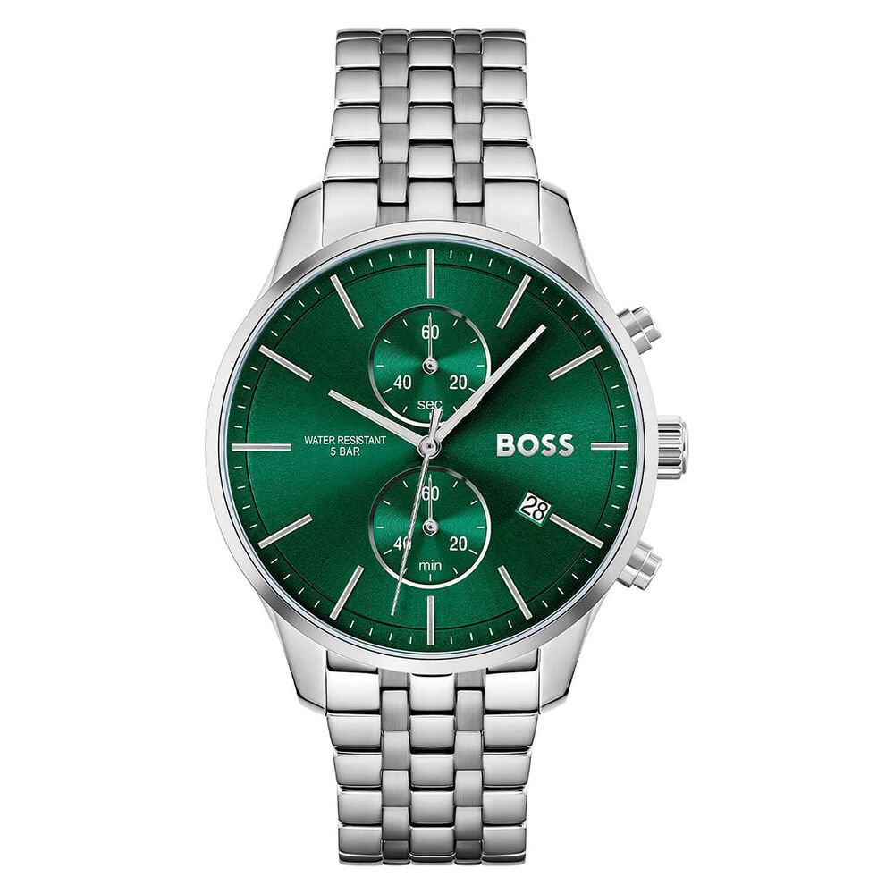 BOSS Associate 42mm Green Dial Steel Chronograph Watch image number 0