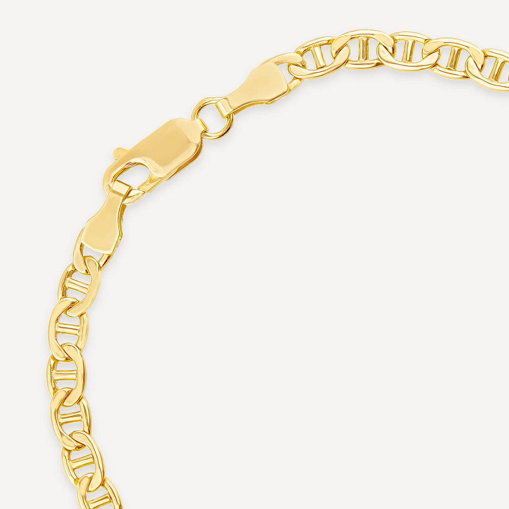 9ct Yellow Gold Bevelled Marine Chain Bracelet image number 4