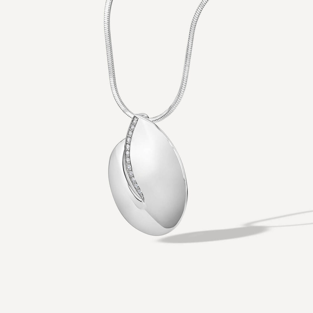 Sterling Silver Cubic Zirconia Open Round Disc Pendant image number 1