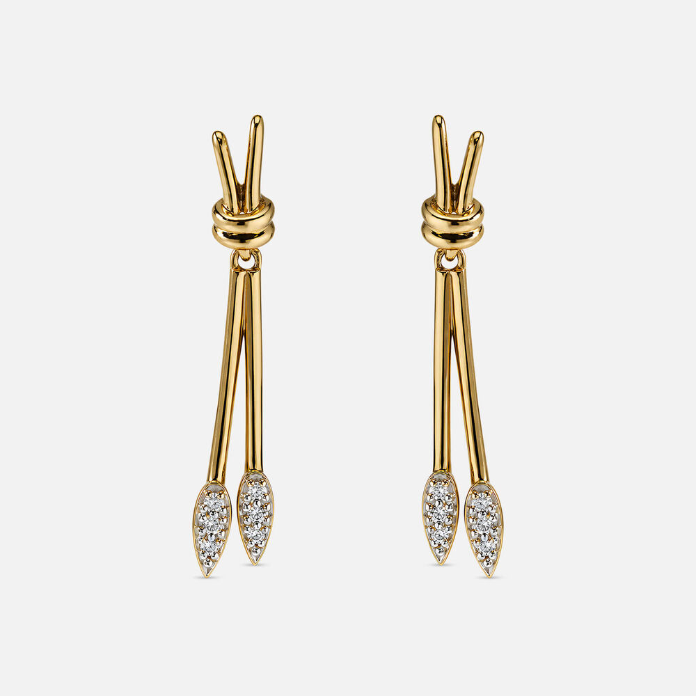 9ct Yellow Gold Two Piece Pave Diamond Tip Drop Earrings