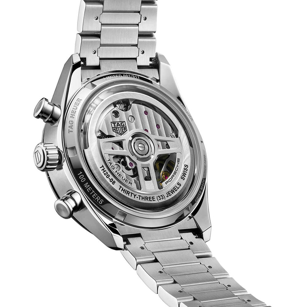 TAG Heuer Carrera Chronosprint X Porsche Rallye 42mm Black Dial Steel Bracelet Watch image number 4