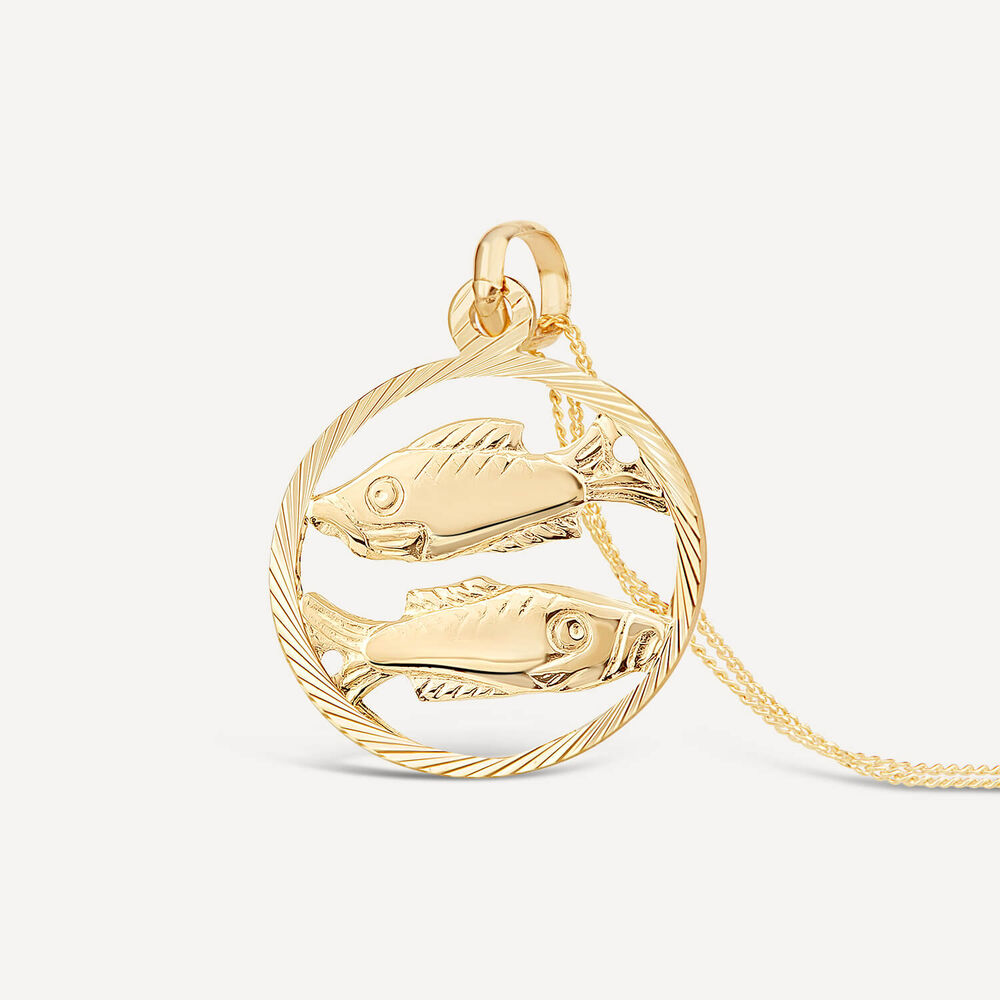 9ct Pisces Zodiac Pendant (Chain Included)