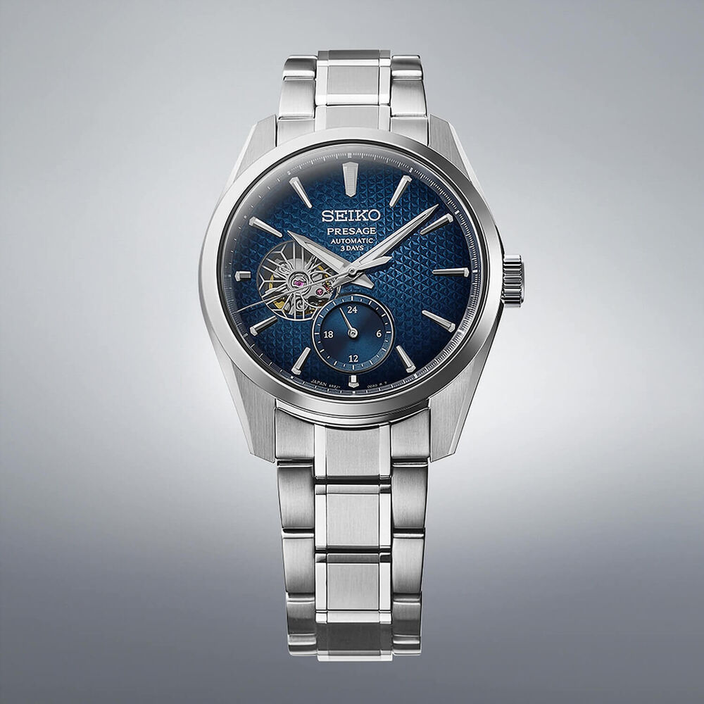 Seiko Presage Sharp Edges Series 40.2mm Blue Dial Steel Bracelet Watch image number 2