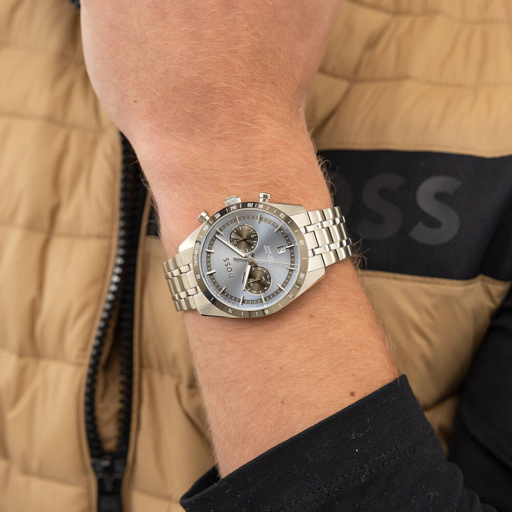 BOSS Tourmaster 41mm Blue Dial Stainless Steel Bracelet Watch image number 4