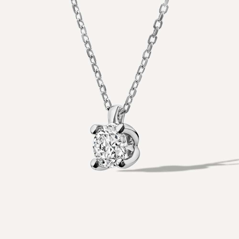 Born 9ct White Gold Lab Grown 0.30ct Diamond Round Brilliant Pendant image number 1