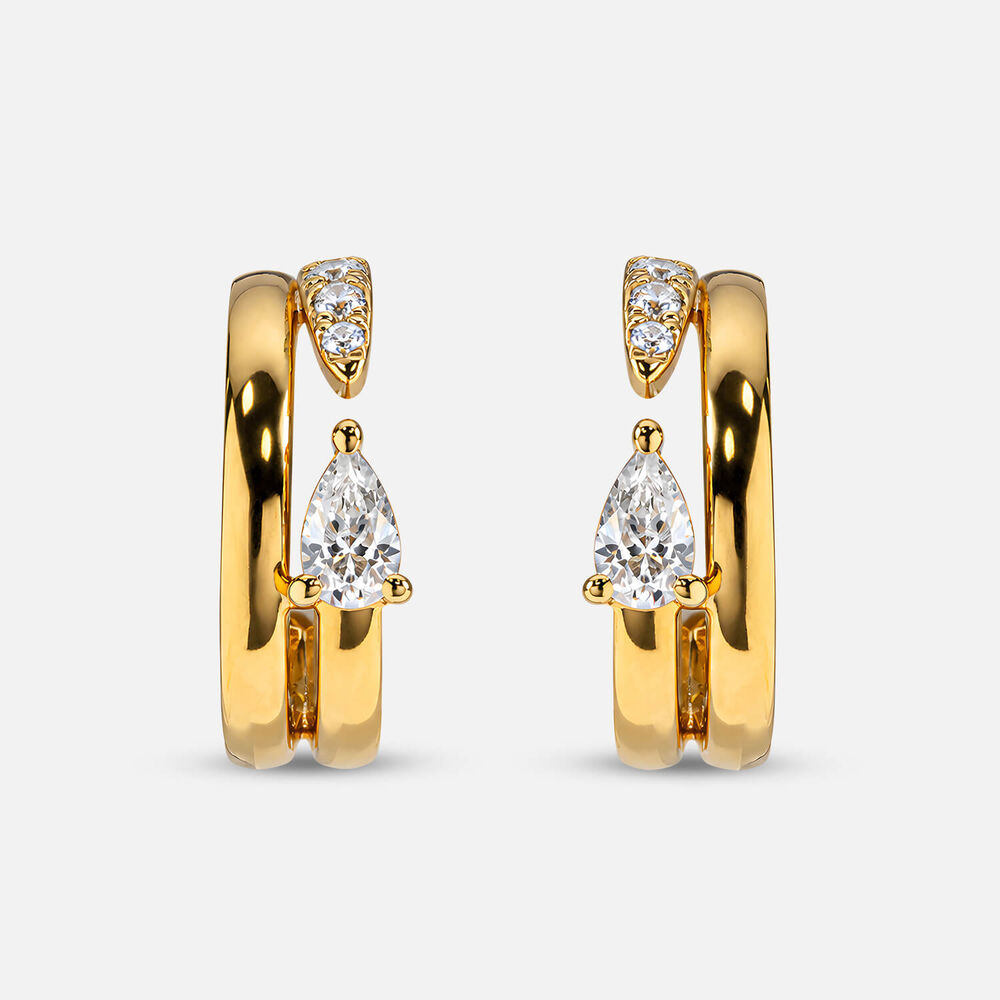 Yellow Gold Plated Vermeil Sterling Silver 0.33ct Lab Grown Diamond Two Bar Half Hoop Earrings