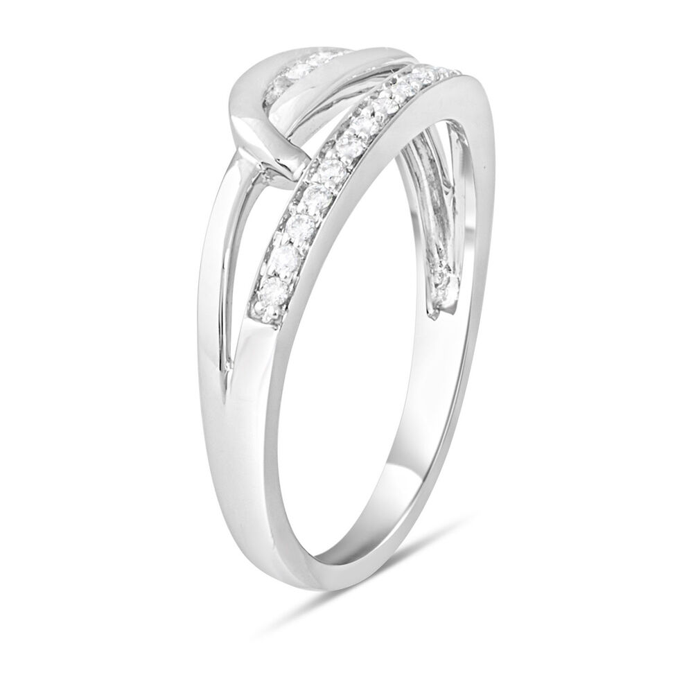 Ladies 9ct White Gold and Diamond Loop Dress Ring image number 3