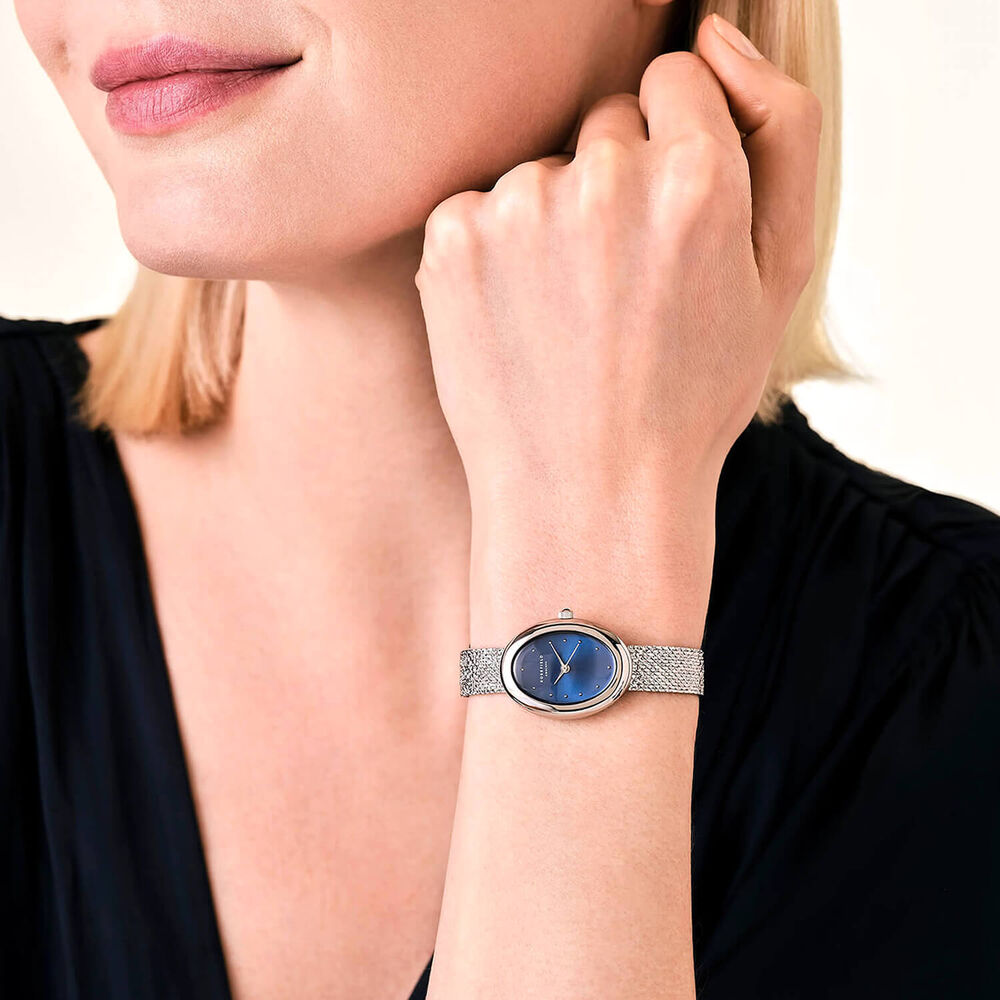 Rosefield Ovale 22x29mm Indigo Blue Dial Stainless Steel Bracelet Watch