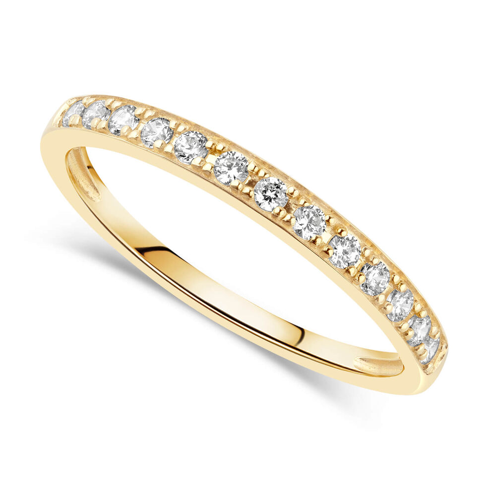 9ct Yellow Gold Pave Set Cubic Zirconia Eternity Ring