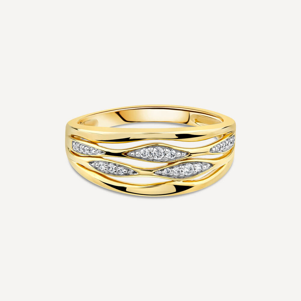 9ct Yellow Gold 0.10ct Diamond Set Weave Dress Ring image number 2