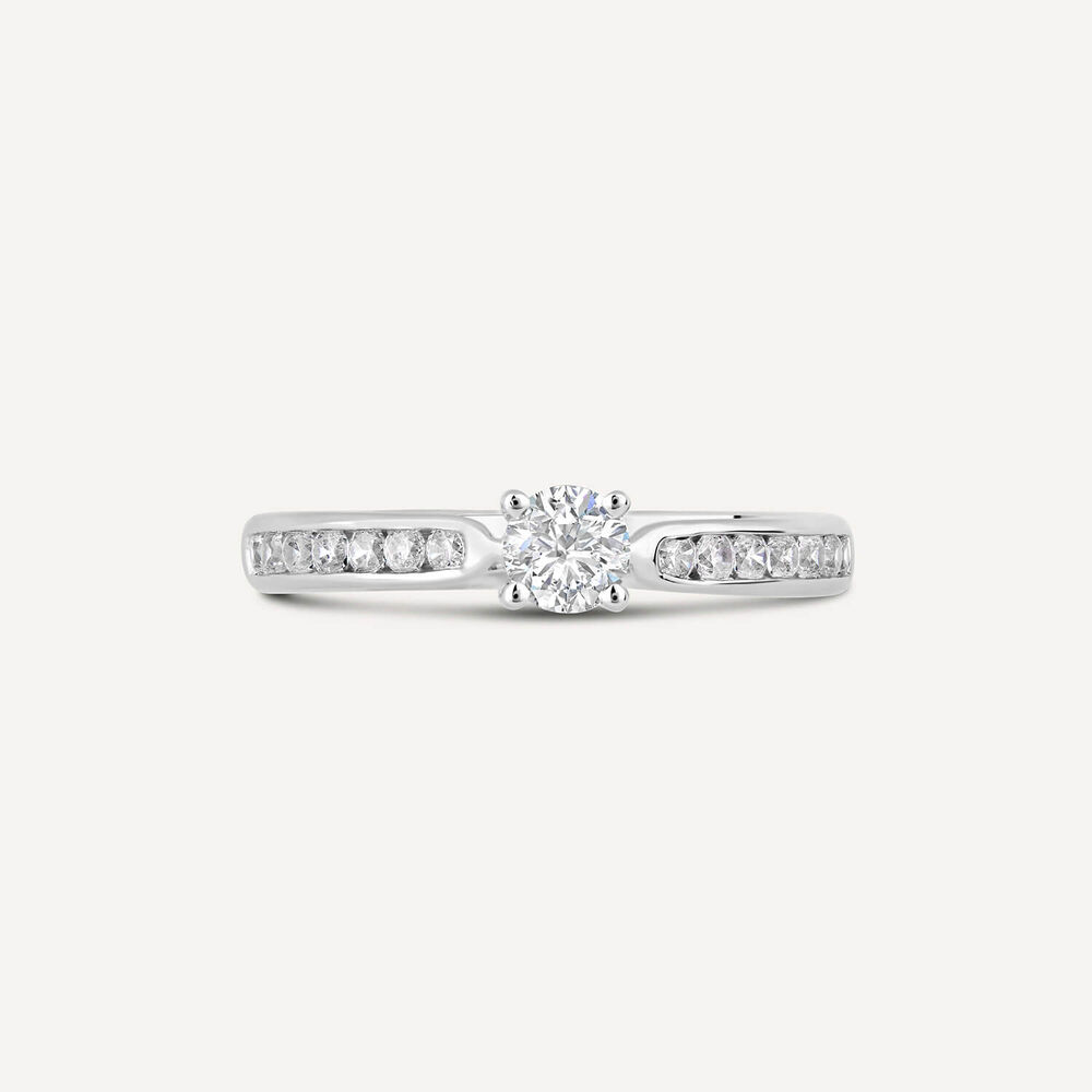 18ct White Gold 0.50ct Diamond Tulip Setting Shoulders Ring