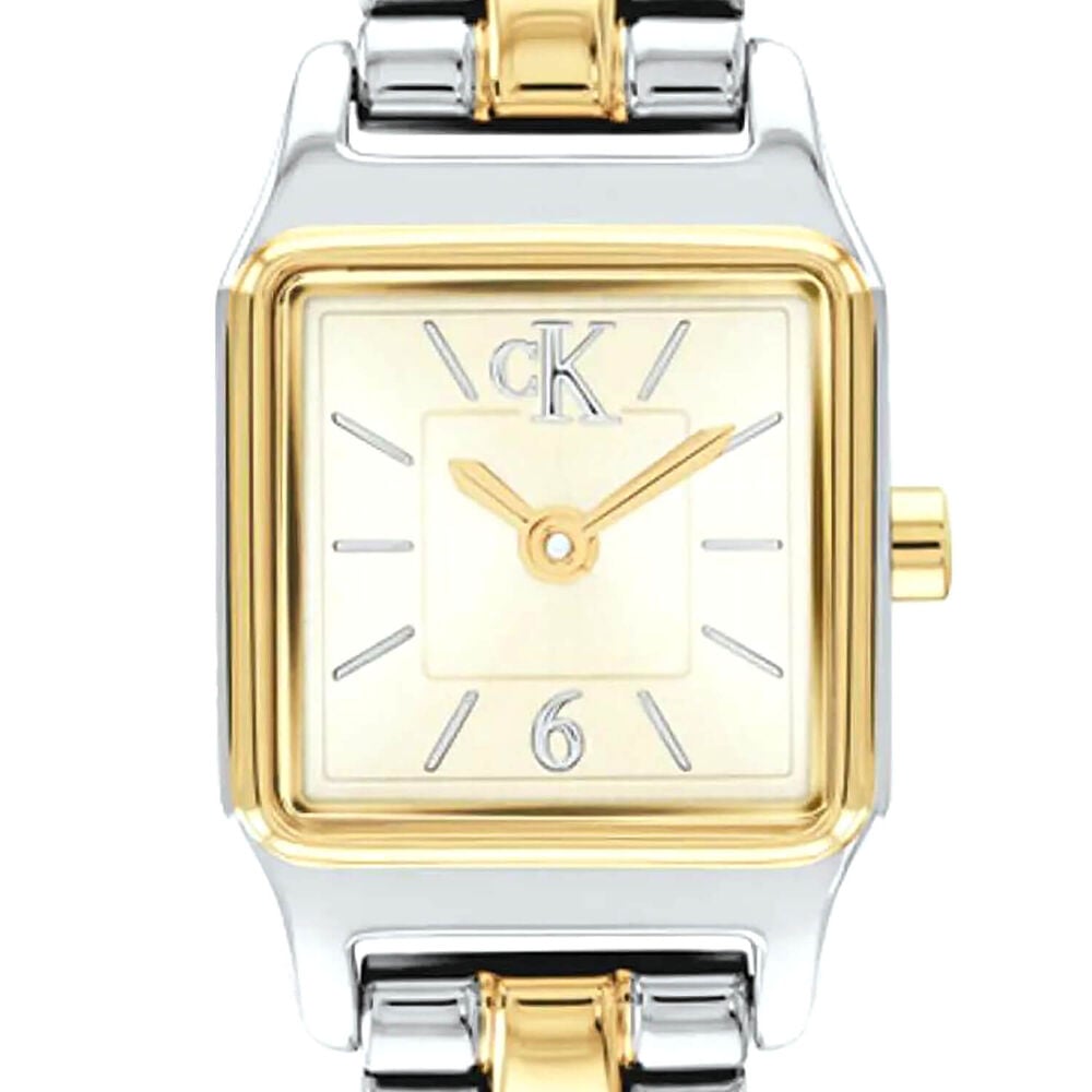Calvin Klein Soft Form 16mm Champagne Dial Two Tone Stainless Steel Bracelet Watch