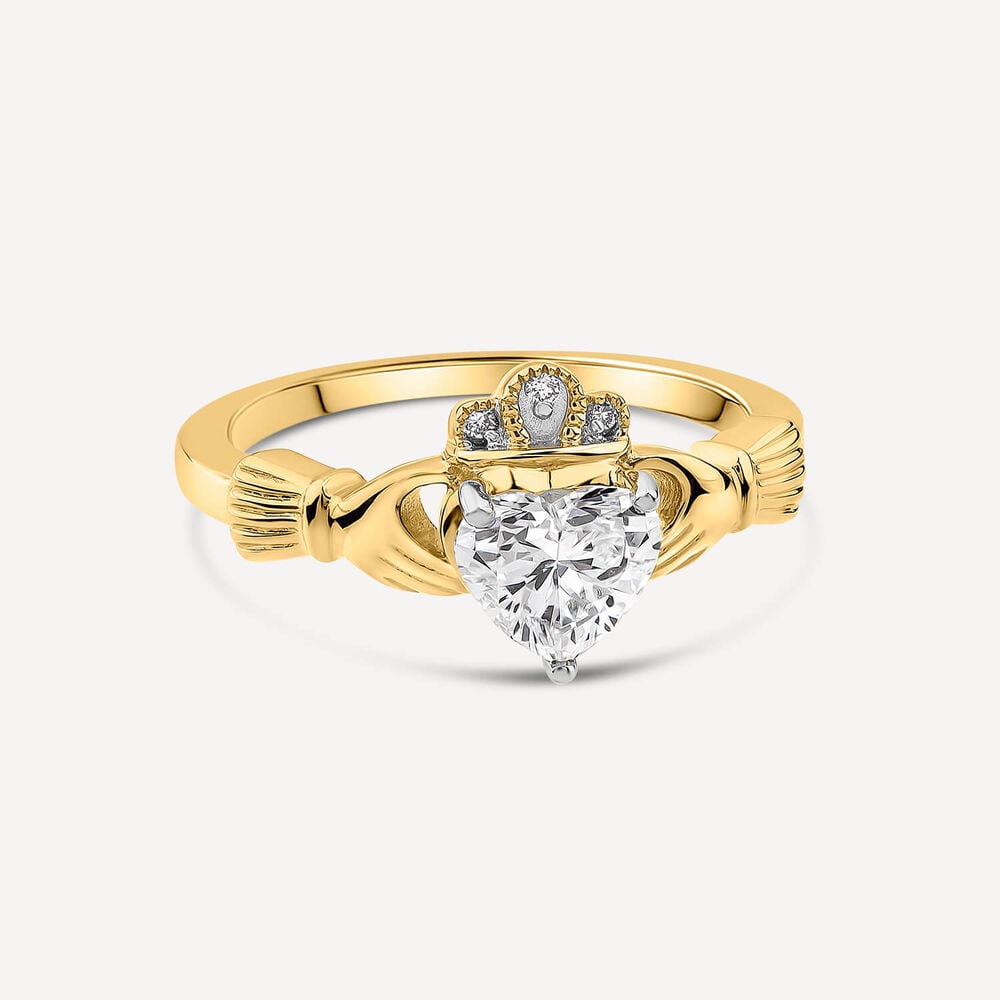 14ct Yellow Gold Lab Grown 0.75ct Diamond Claddagh Ring image number 2