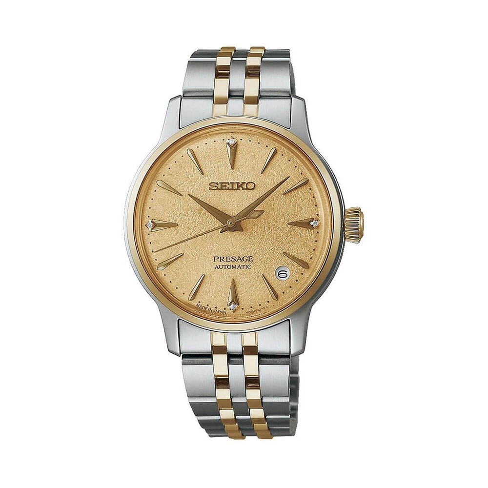 Seiko Presage Cocktail Time 'Frozen Daiquiri'  34mm Gold Dial Two Tone Steel Bracelet Watch