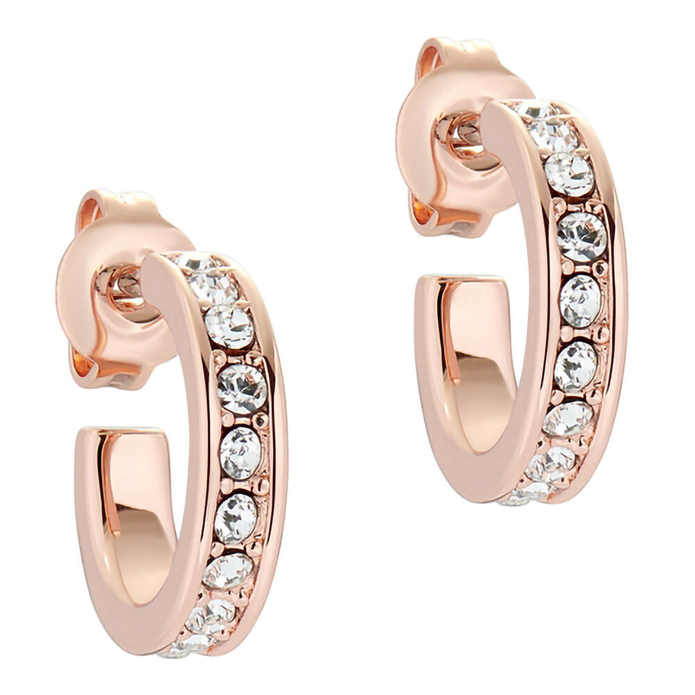 Ted Baker Nano Hoop Huggie Rose Gold Crystal Clear Earrings image number 0