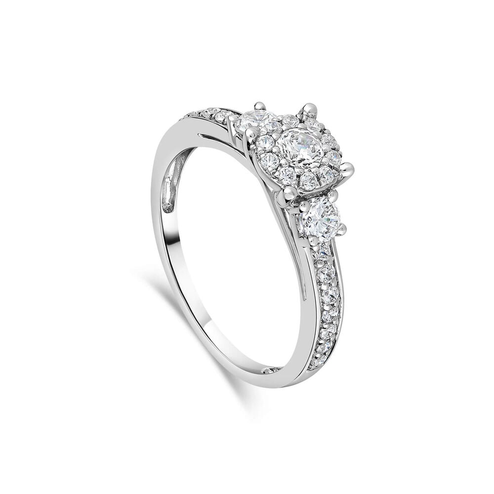 18ct White Gold Solid Diamond Side Stones With 0.75ct Diamond Shoulders Ring image number 0