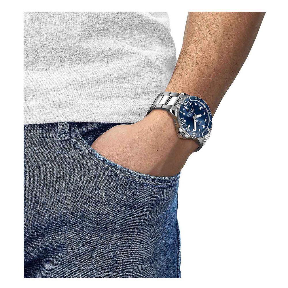 Tissot Seastar Powermatic 80 43mm Blue Dial Steel Case Bracelet Watch image number 3