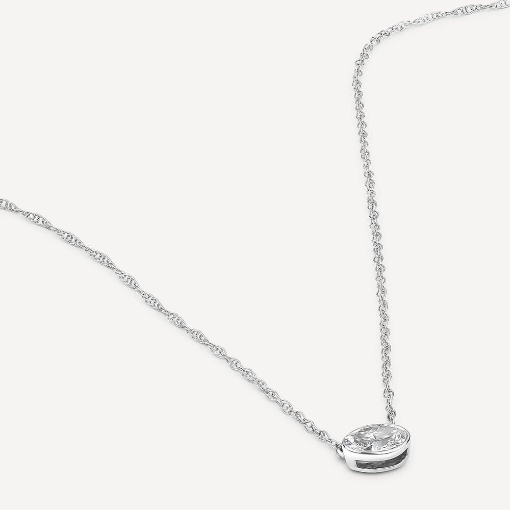 Born Kissed with Diamonds 9ct White Gold Lab Grown 0.20ct Oval Diamond Pendant image number 2