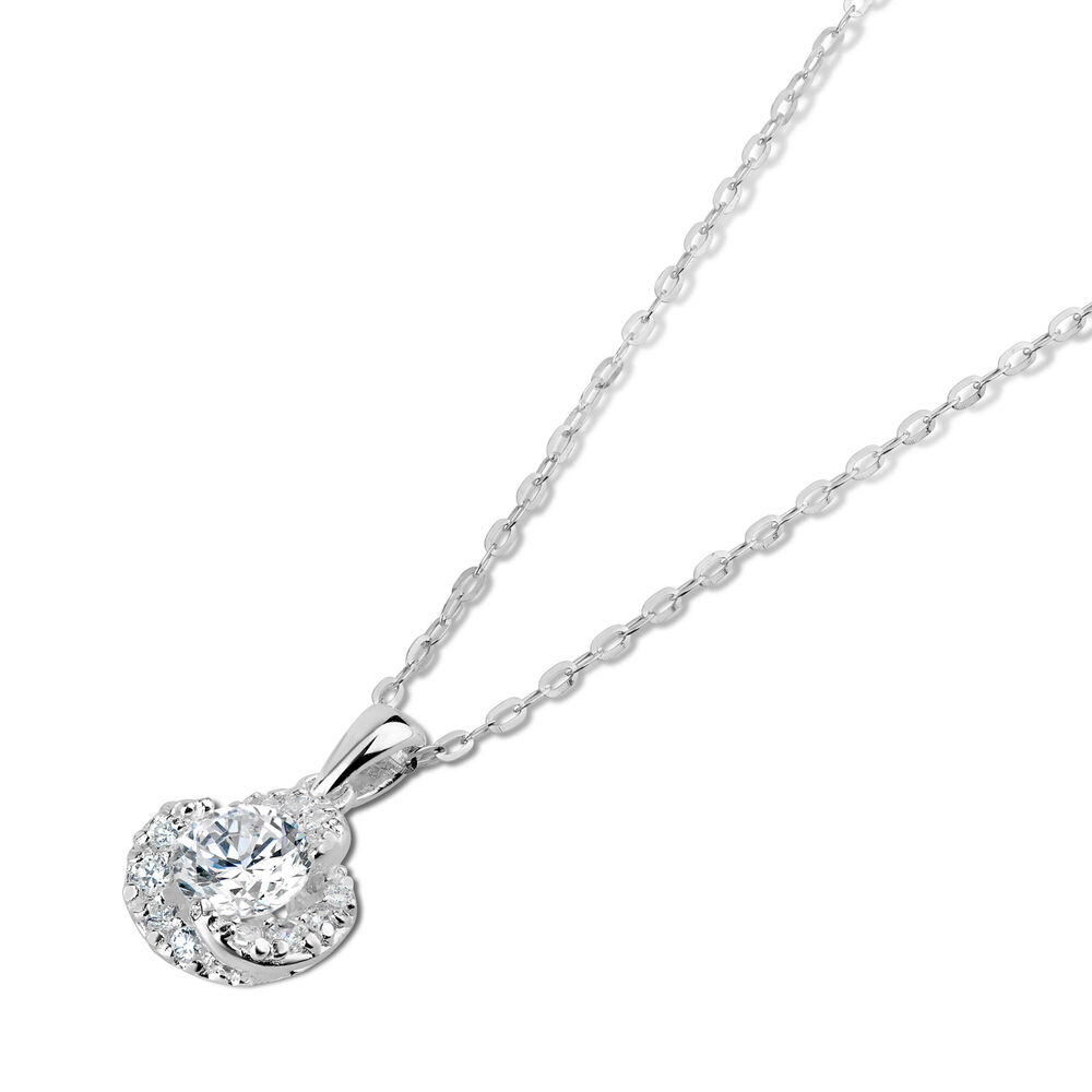 Sterling Silver Cubic Zirconia Pav Knot Pendant (Chain Included) image number 2