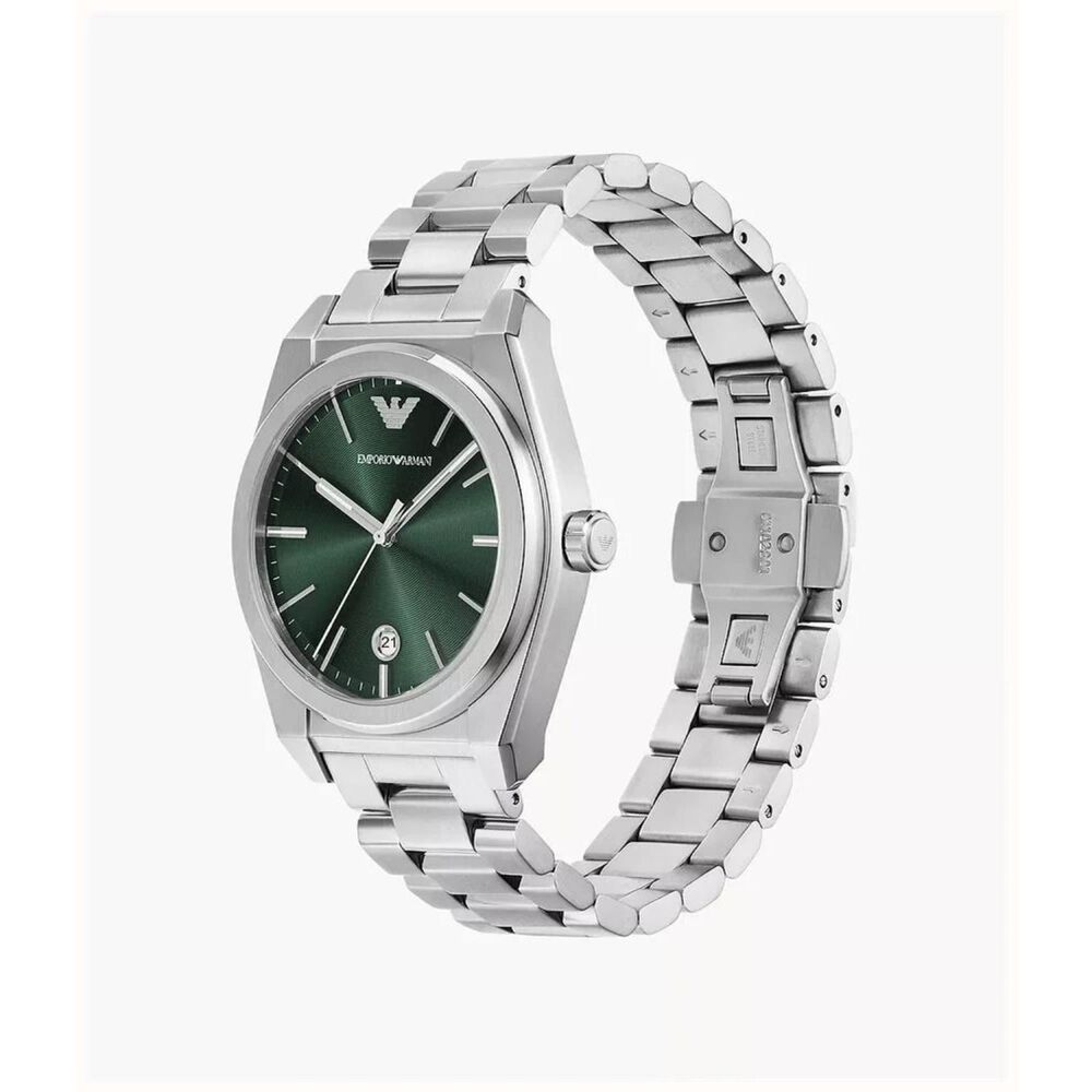 Emporio Armani Federico 41mm Green Dial Stainless Steel Bracelet Watch image number 1