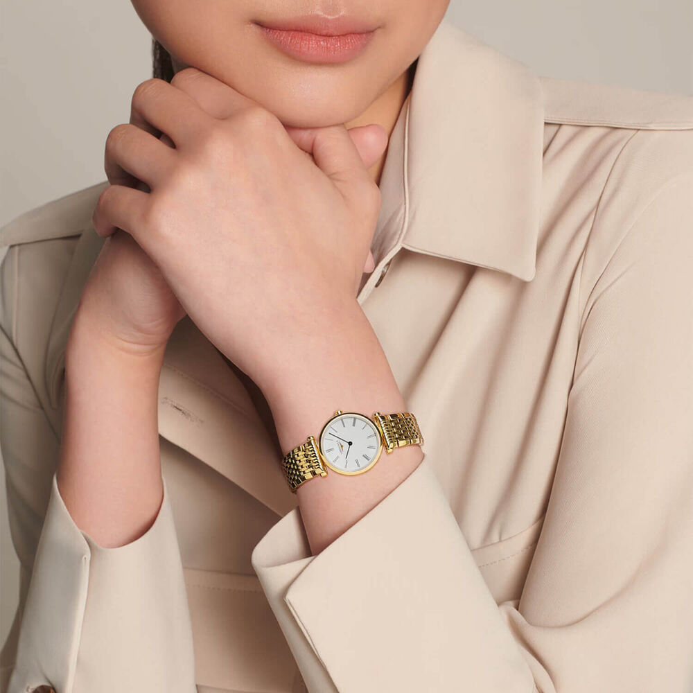 Longines La Grande Classique de Longines 24mm White Dial Yellow Gold PVD Bracelet Watch image number 8