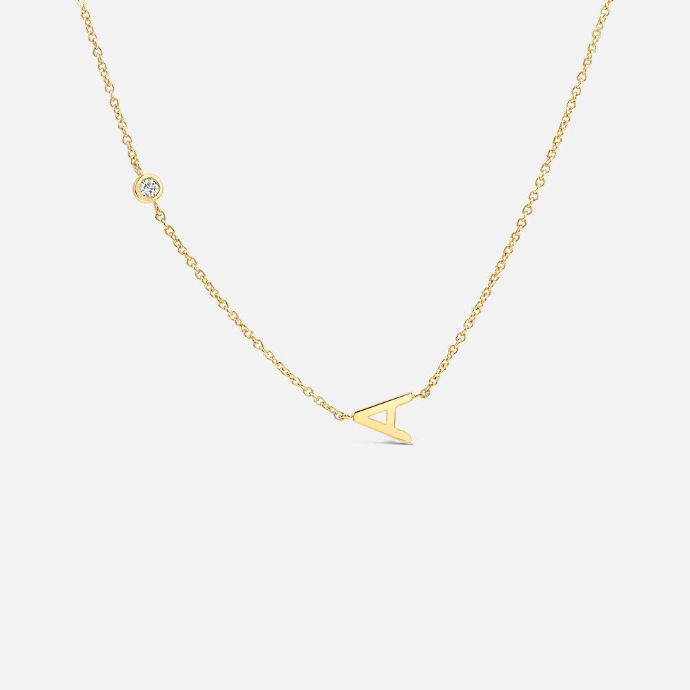 Yellow Gold Plated Vermeil Sterling Silver 0.06ct Lab Grown Diamond Initial A Necklet