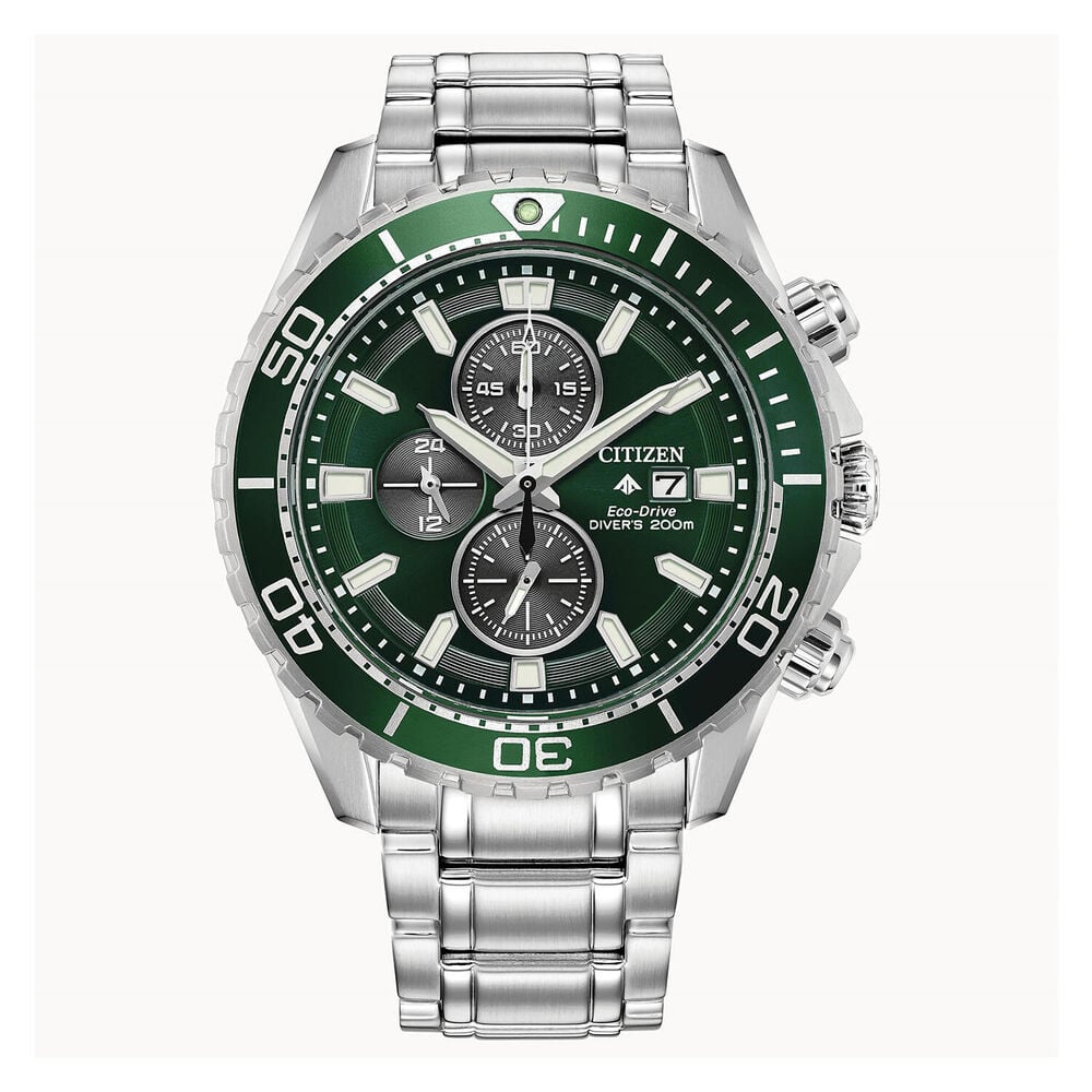 Citizen Promaster Dive Chronograph 45mm Green Dial Steel Case Watch