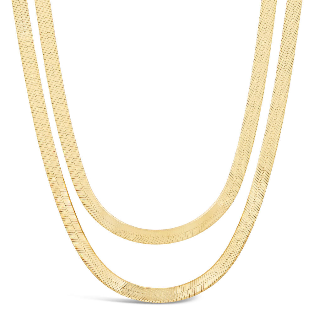 Sterling Silver Gold Plated Double Herringbone Ladies Necklace