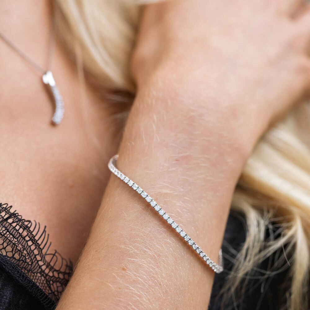 Platinum 2.00ct Diamond Tennis Bracelet image number 5